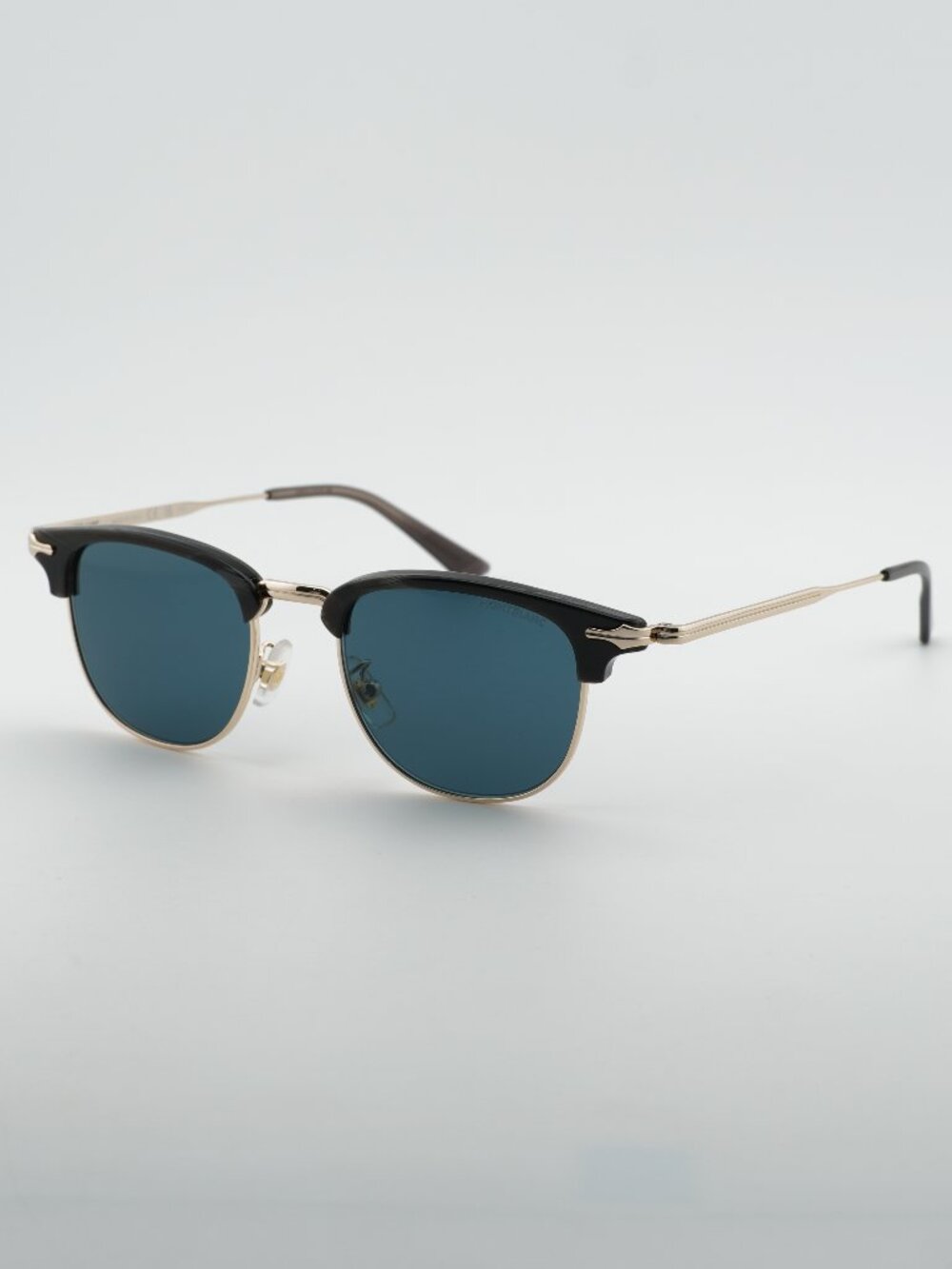 Montblanc MB0364S 003 Sunglasses Grey / Gold Square Frame, Blue Lenses